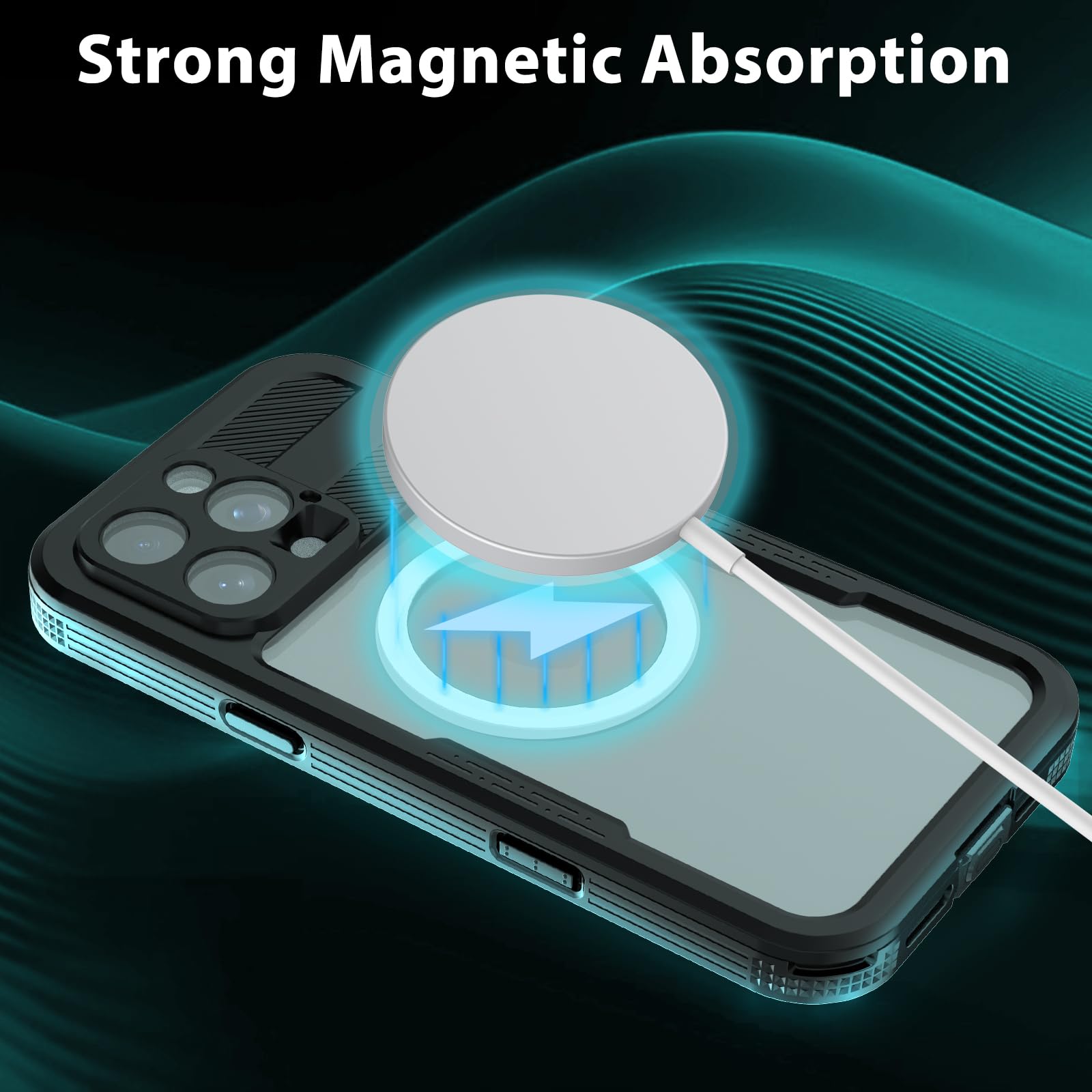 Compatible with iPhone 16 Pro Max Waterproof Case, Shockproof Phone Case with Built in Screen Protector, Full Body Protective Case for iPhone 16 Pro Max 6.9 inch 2024 (Black, 16 Pro Max)