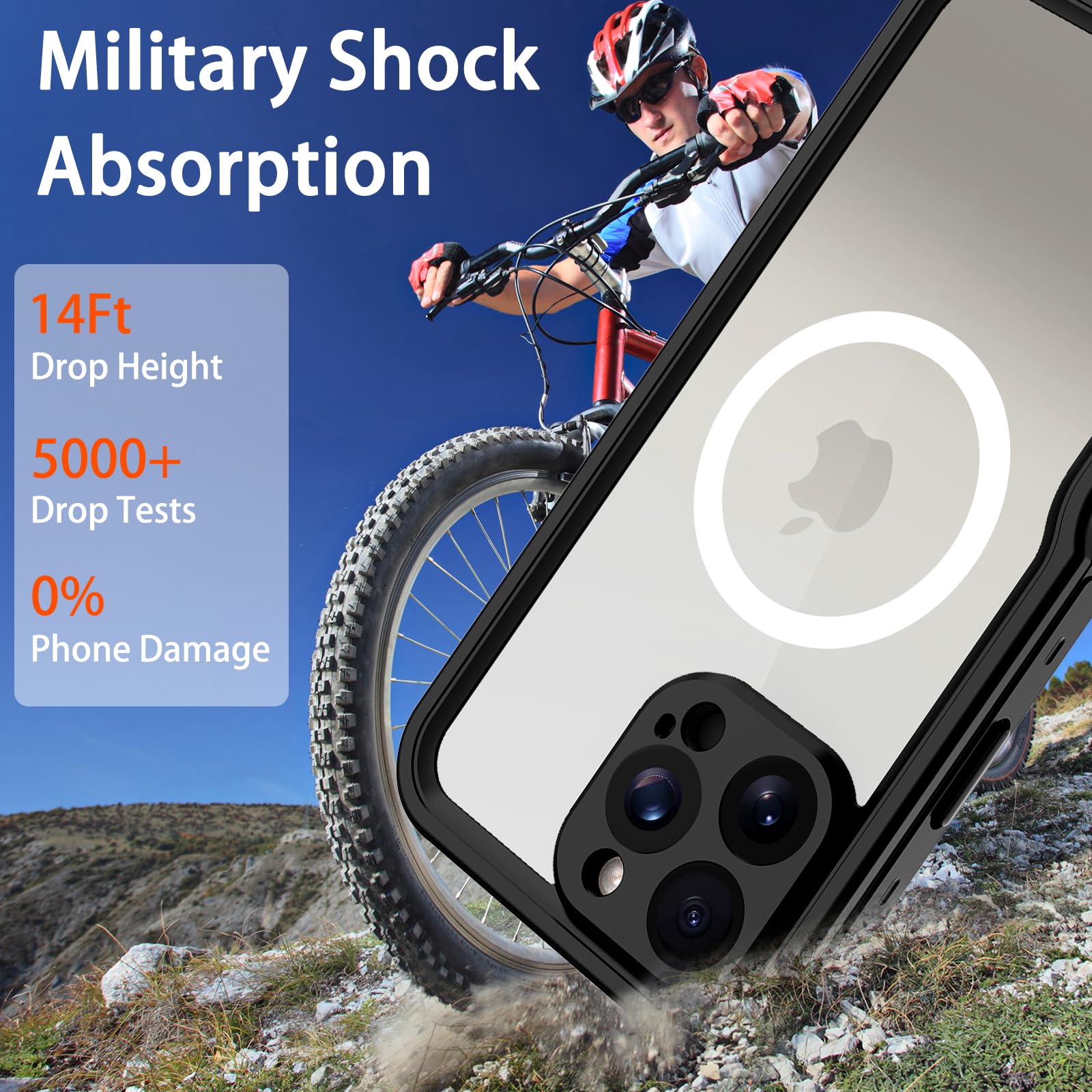 Compatible with iPhone 16 Pro Max Waterproof Case, Shockproof Phone Case with Built in Screen Protector, Full Body Protective Case for iPhone 16 Pro Max 6.9 inch 2024 (Black, 16 Pro Max)