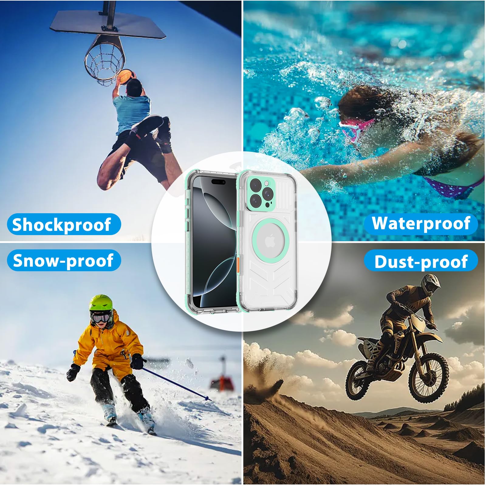 Compatible with iPhone 16 Pro Max Waterproof Case, Shockproof Phone Case with Built in Screen Protector, Full Body Protective Case for iPhone 16 Pro Max 6.9 inch 2024 (Black, 16 Pro Max)