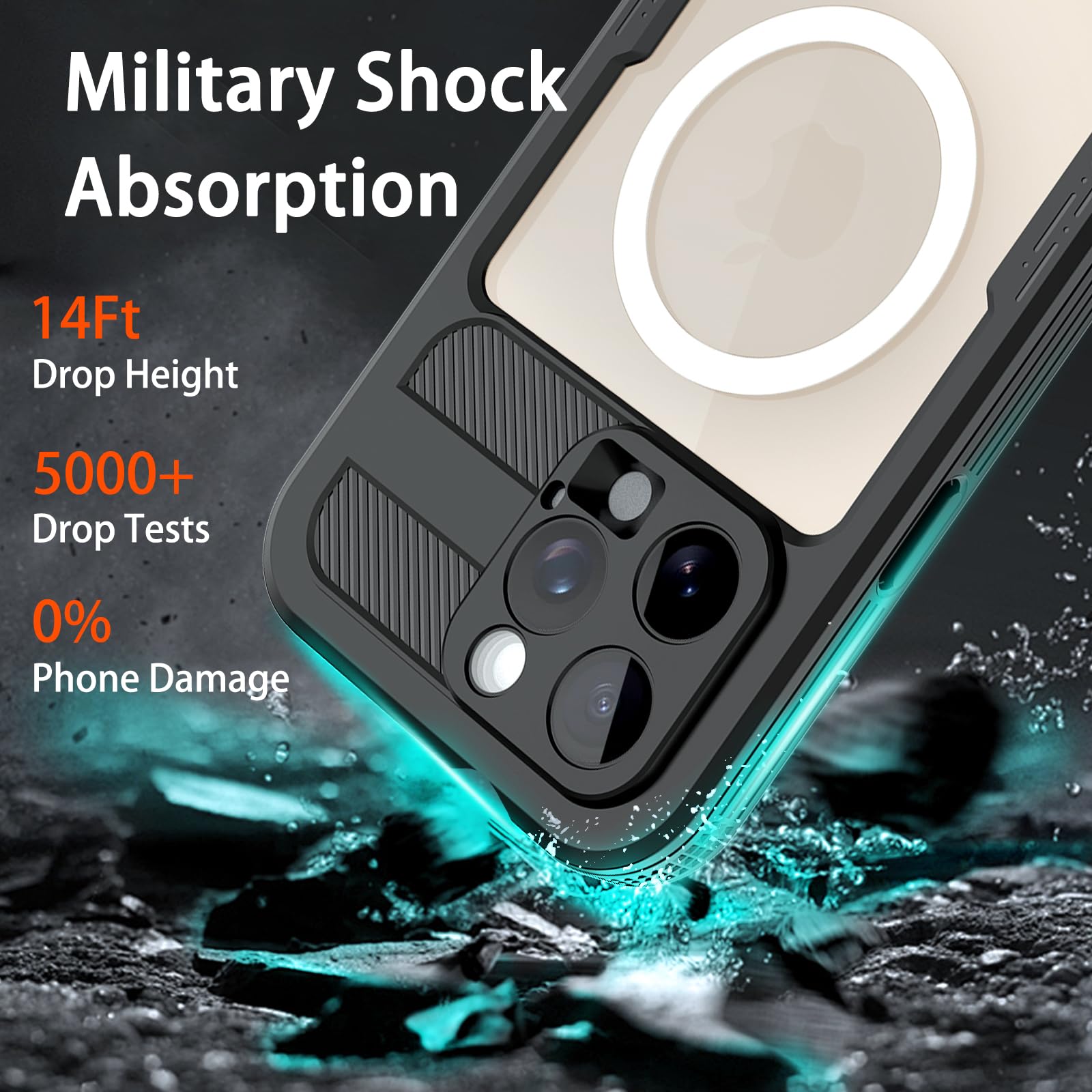 Compatible with iPhone 16 Pro Max Waterproof Case, Shockproof Phone Case with Built in Screen Protector, Full Body Protective Case for iPhone 16 Pro Max 6.9 inch 2024 (Black, 16 Pro Max)