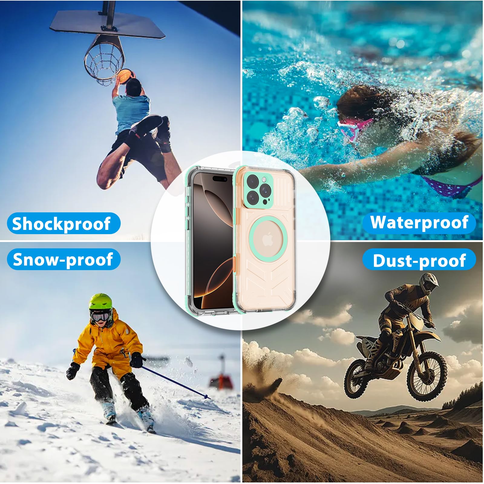 Compatible with iPhone 16 Pro Max Waterproof Case, Shockproof Phone Case with Built in Screen Protector, Full Body Protective Case for iPhone 16 Pro Max 6.9 inch 2024 (Black, 16 Pro Max)