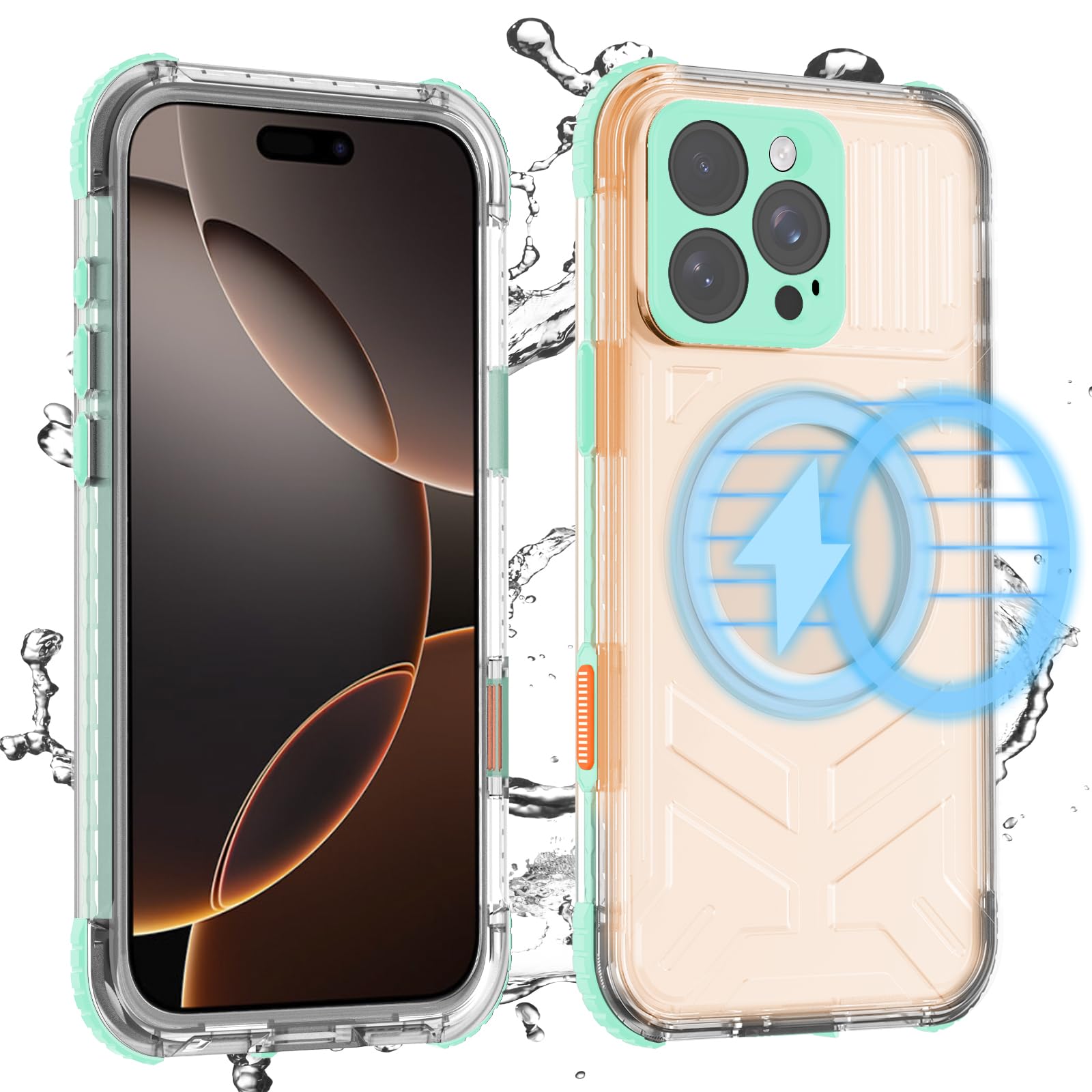 Compatible with iPhone 16 Pro Max Waterproof Case, Shockproof Phone Case with Built in Screen Protector, Full Body Protective Case for iPhone 16 Pro Max 6.9 inch 2024 (Black, 16 Pro Max)