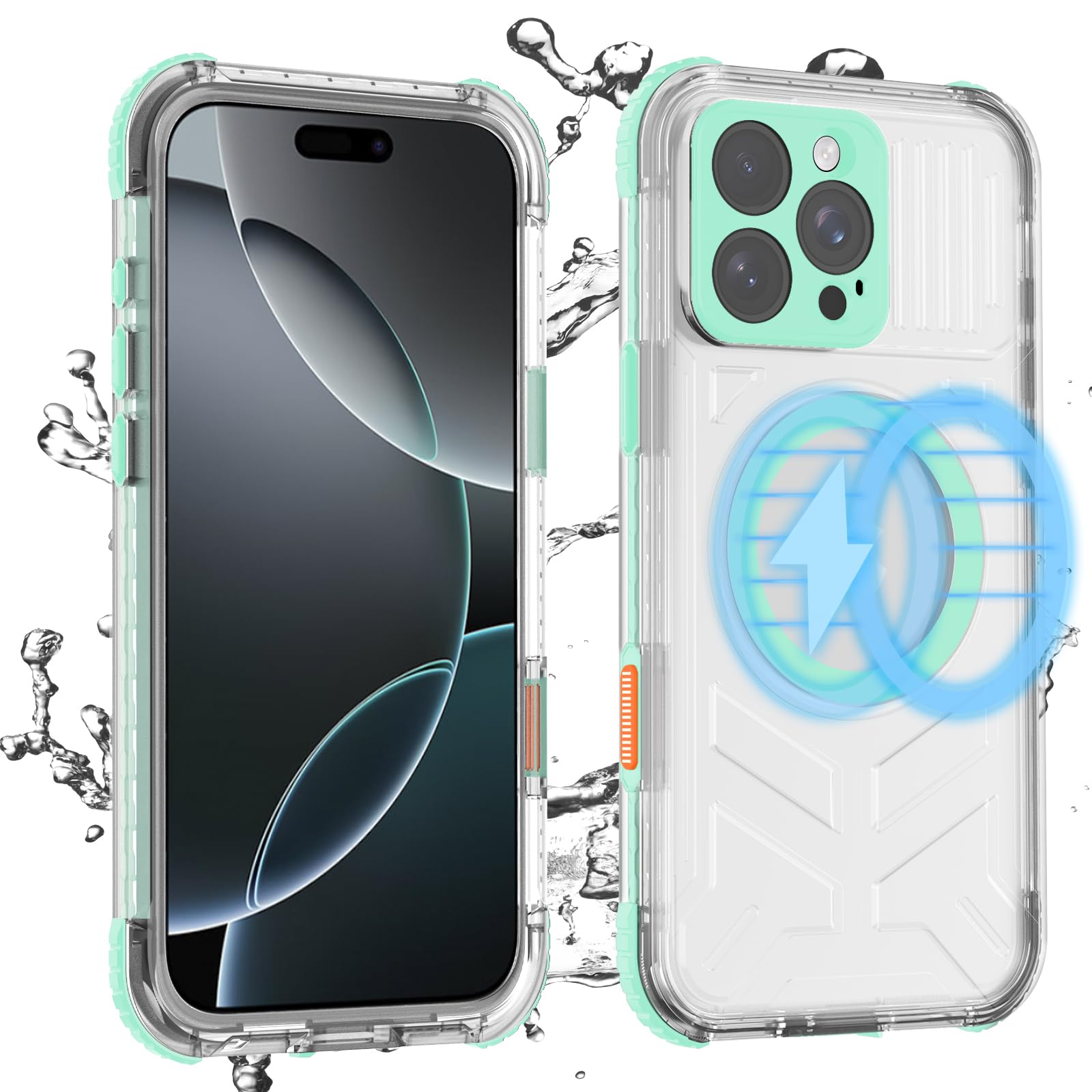 Compatible with iPhone 16 Pro Max Waterproof Case, Shockproof Phone Case with Built in Screen Protector, Full Body Protective Case for iPhone 16 Pro Max 6.9 inch 2024 (Black, 16 Pro Max)