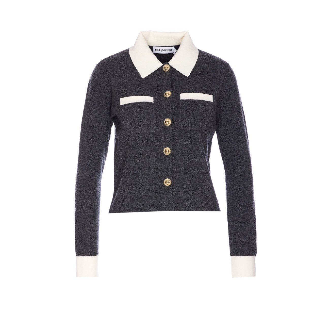 Self Portrait Women Contrast Collar Cardigan