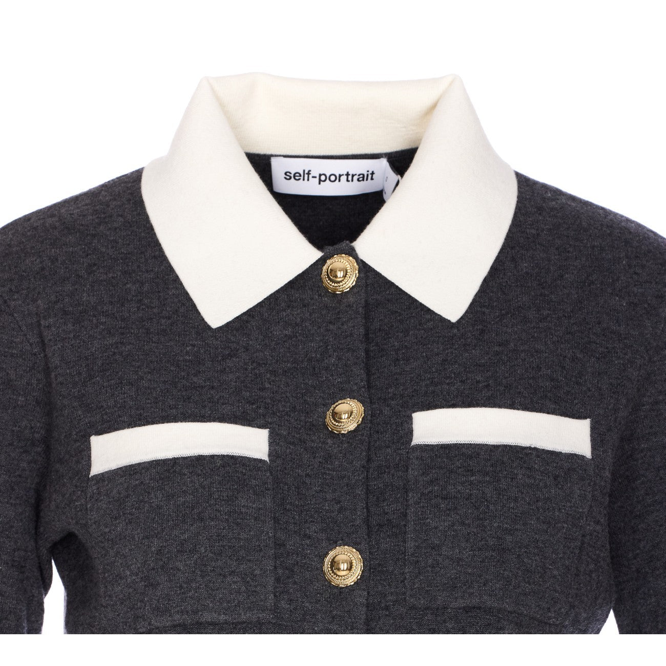 Self Portrait Women Contrast Collar Cardigan