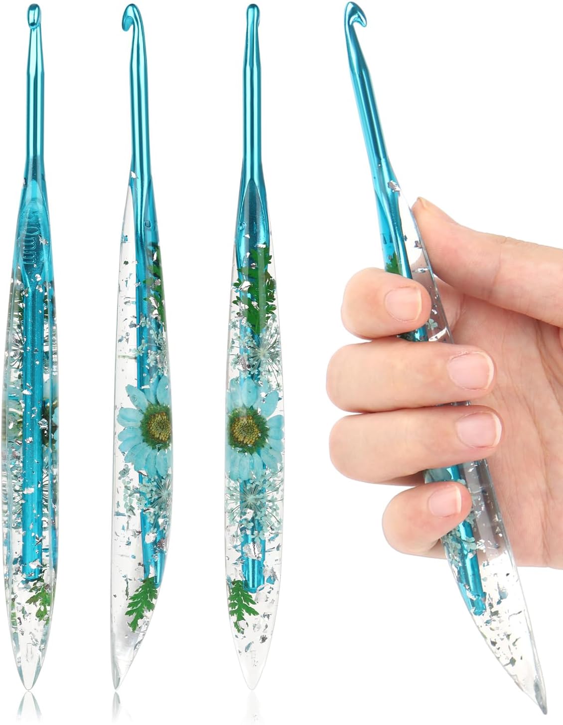 Coopay Crochet Hooks, 5mm Ergonomic Crochet Hook with Floral Plastic Grips, Stylish and Unique, Ideal for Crocheting Blankets, Dolls, Shawls, Hats, Scarves (H-5.0mm)