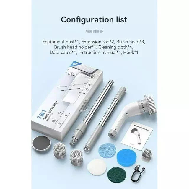 Cordless Electric Spin Scrubber, Cleaning Brush Scrubber for Home, 400RPM/Mins-8 Replaceable Brush Heads-90Mins Work Time, 3 Adjustable Size, 2 Speeds for Bathroom Shower Bathtub Glass Car