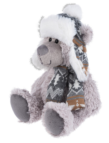 Wintry Warm Bear - 10 Inch - Grey