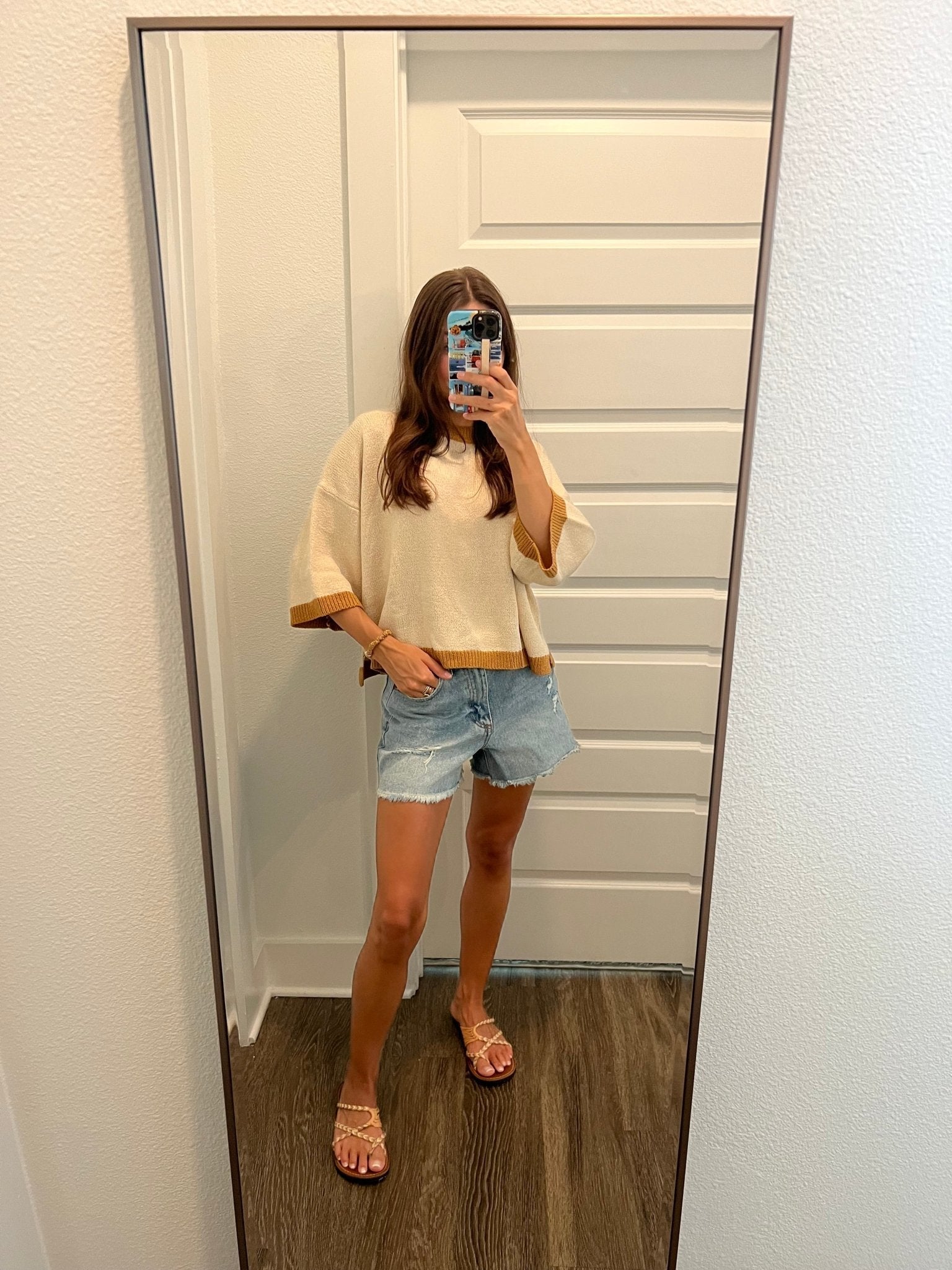 Cream Color Block Pullover Sweater - FINAL SALE