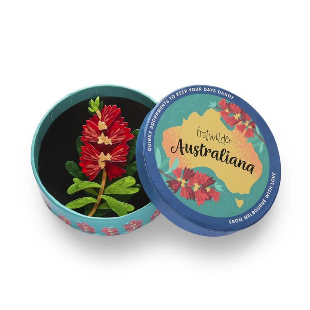 Crimson Bottlebrush Brooch by Erstwilder