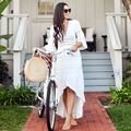 Crochet White Knitted Beach Cover up dress Tunic Long Pareos Bikinis Cover ups Swim Cover up Robe Plage Beachwear