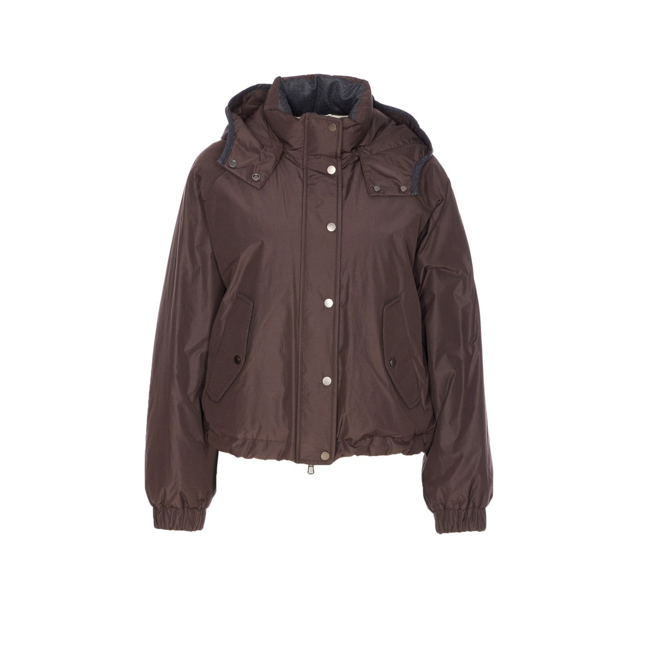 Brunello Cucinelli Women Crop Down Jacket With Shiny Zipper Pull