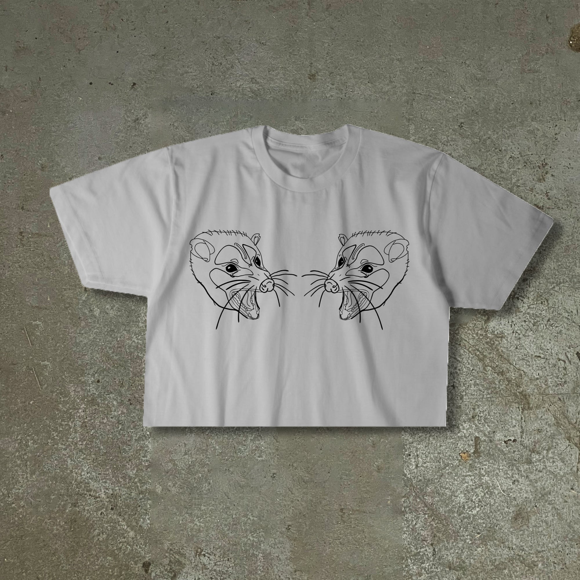 Screaming Possum Crop Top - Grey by BOBBYK