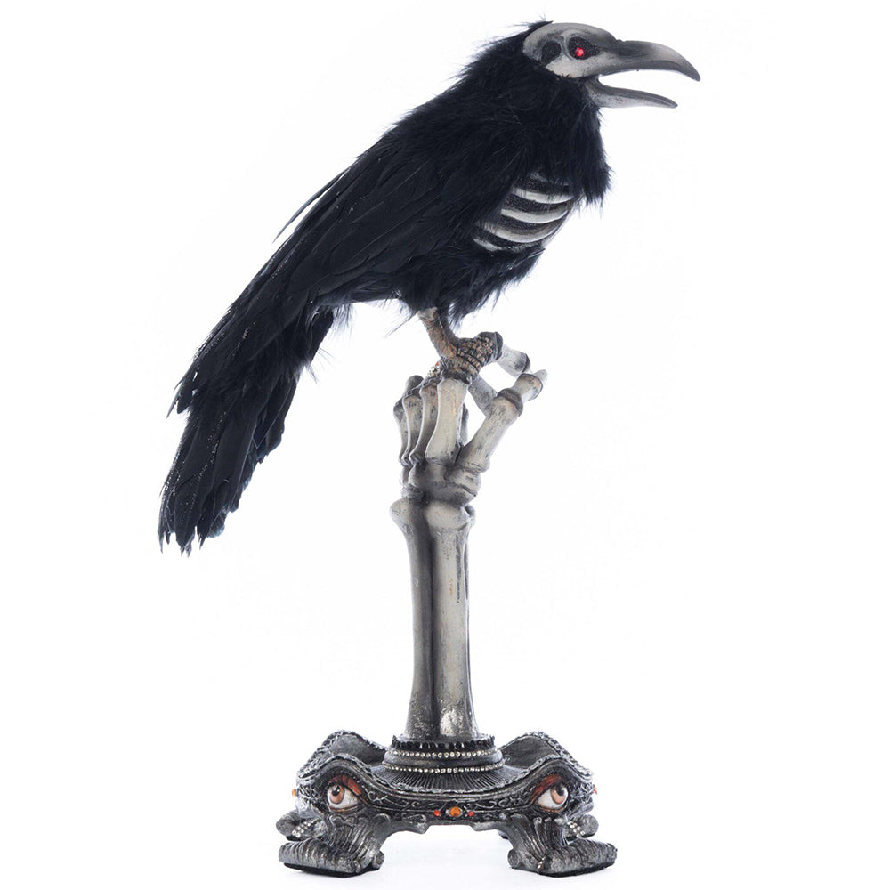 Crow on Skeleton Hand Perch by Katherine's Collection