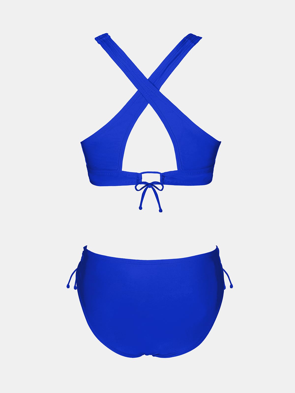 CUPSHE Bikini Set for Women Two Piece Swimsuit V Neck Triangle Top Wide Straps Cross Back Lace up Mid Rise