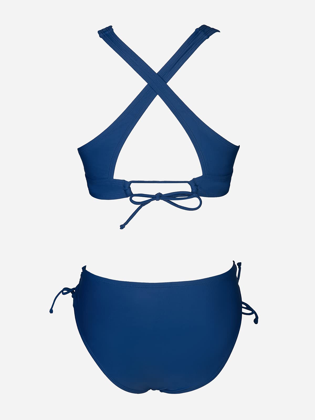 CUPSHE Bikini Set for Women Two Piece Swimsuit V Neck Triangle Top Wide Straps Cross Back Lace up Mid Rise