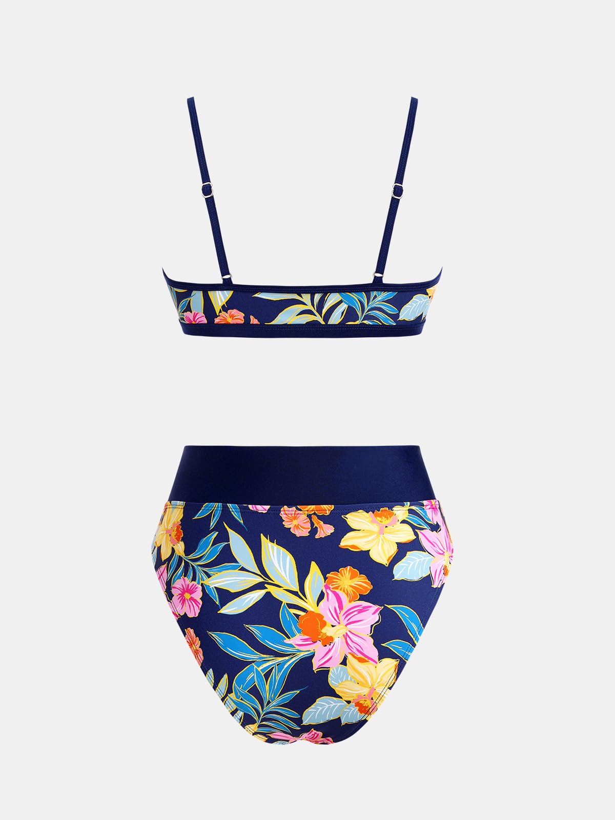 CUPSHE Bikini Set for Women Two Piece Swimsuits Cut Out High Waisted Scoop Neck V Cut Bottom