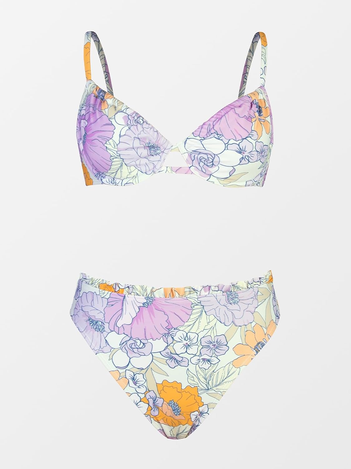 CUPSHE Women Swimsuit Bikini Set High Waisted Push Up Cheeky Drawstring Two Piece Bathing Suit