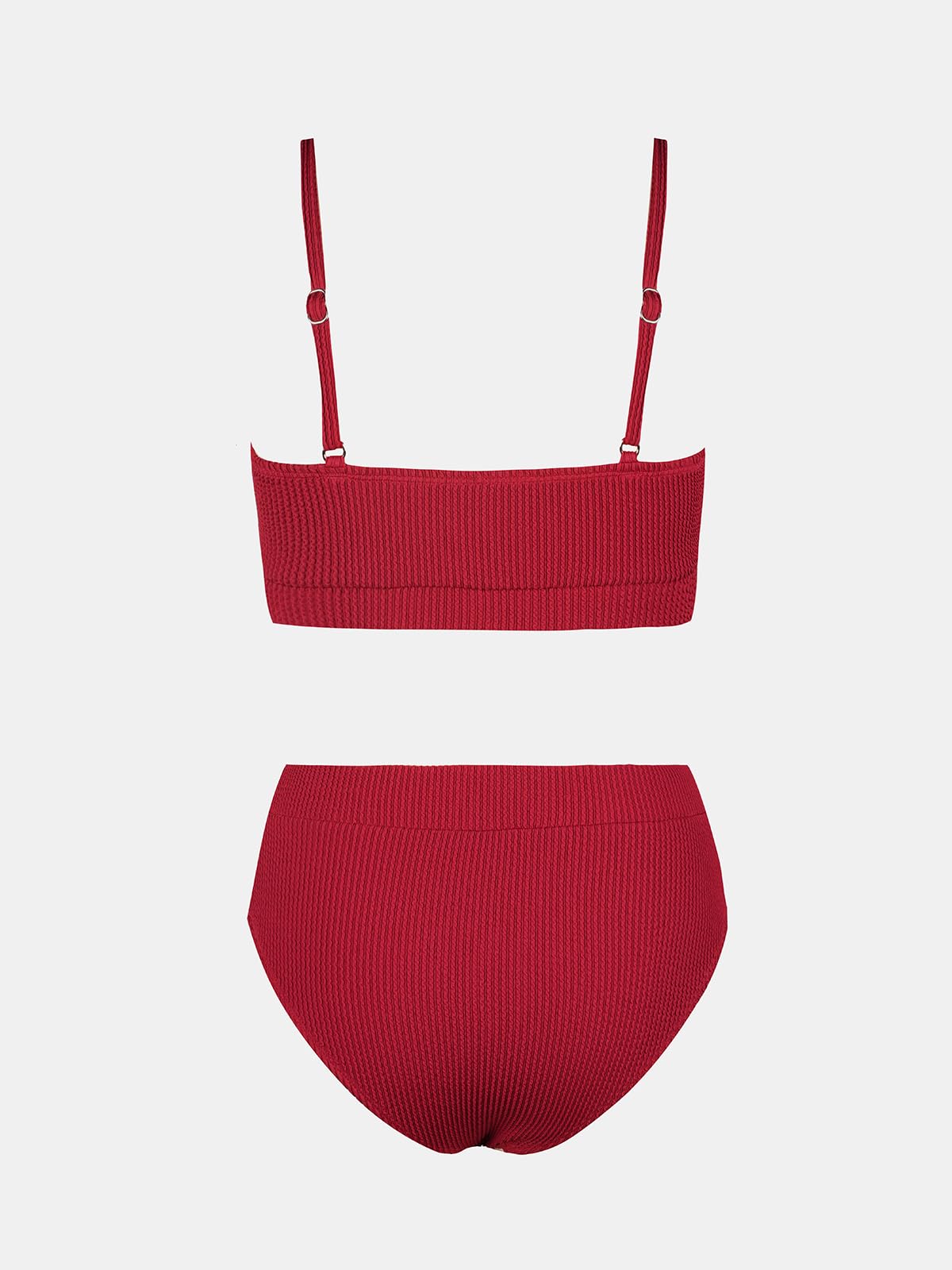 CUPSHE Women's Bikini Set Two Piece Swimsuits High Waisted Scoop Neck Spaghetti Adjustable Straps Textured