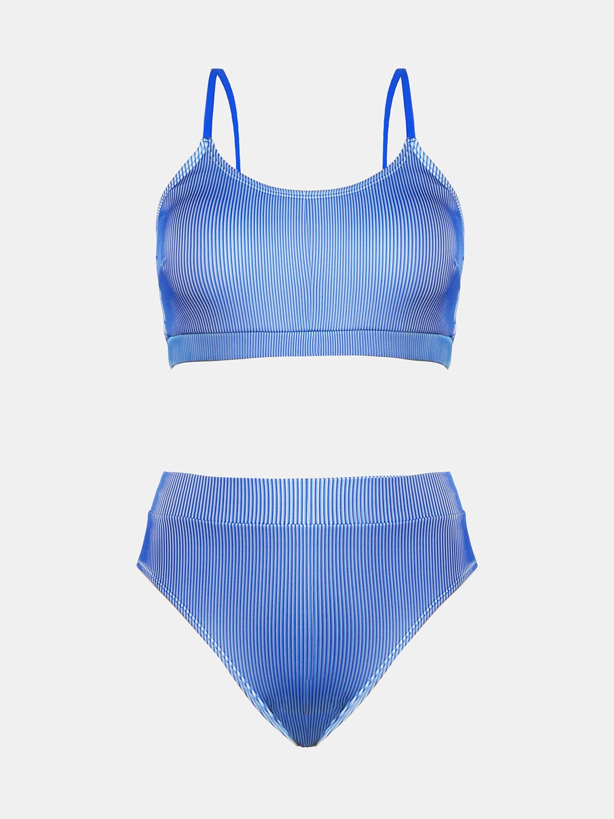 CUPSHE Women's Bikini Set Two Piece Swimsuits High Waisted Scoop Neck Spaghetti Adjustable Straps Textured