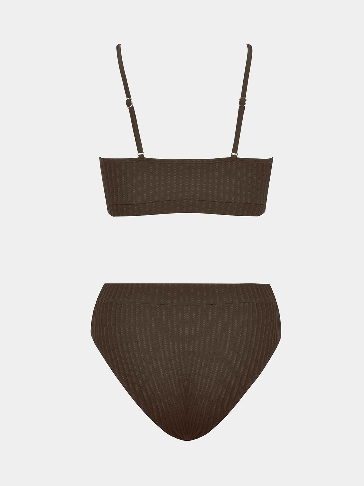 CUPSHE Women's Bikini Set Two Piece Swimsuits High Waisted Scoop Neck Spaghetti Adjustable Straps Textured