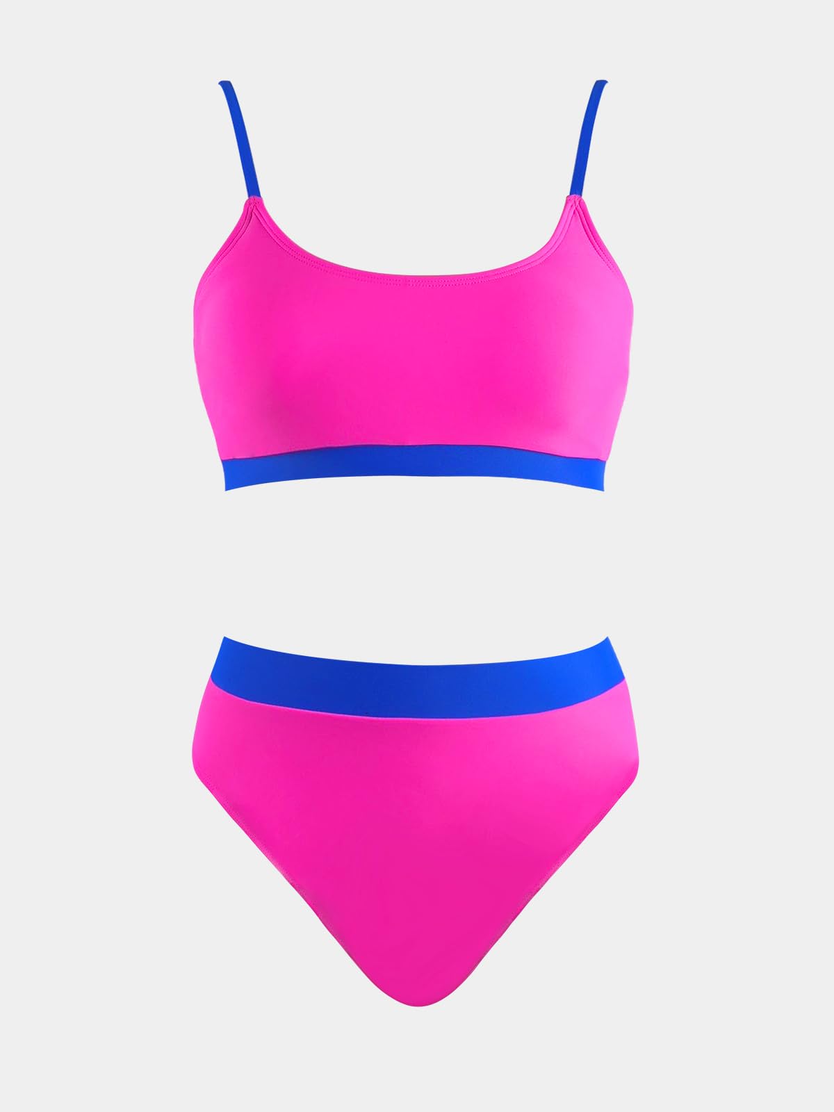 CUPSHE Women's Bikini Set Two Piece Swimsuits High Waisted Scoop Neck Spaghetti Adjustable Straps Textured