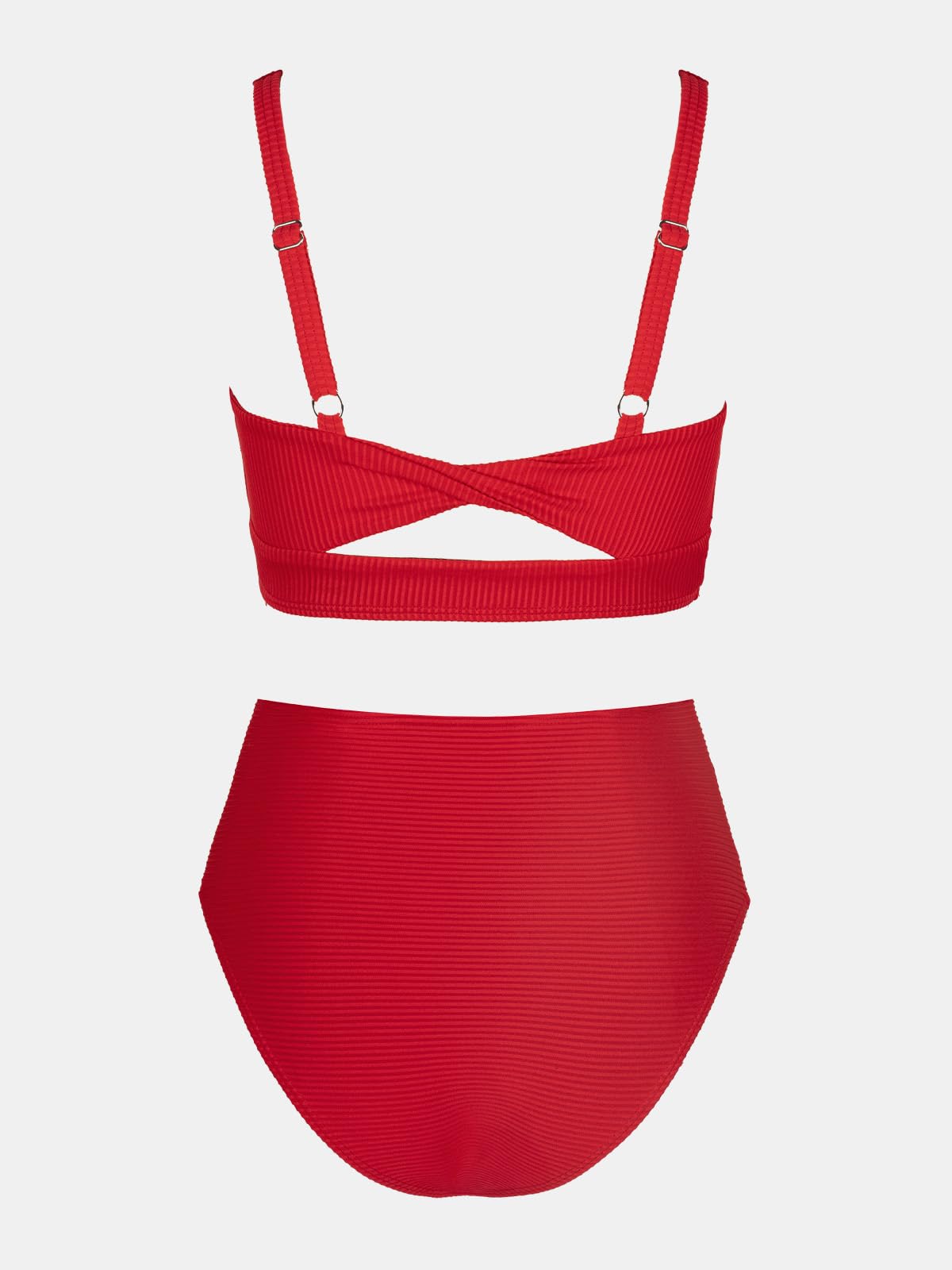 CUPSHE Women's Bikini Sets Two Piece Bathing Suit High Waisted Square Neck Adjustable Straps Ruched