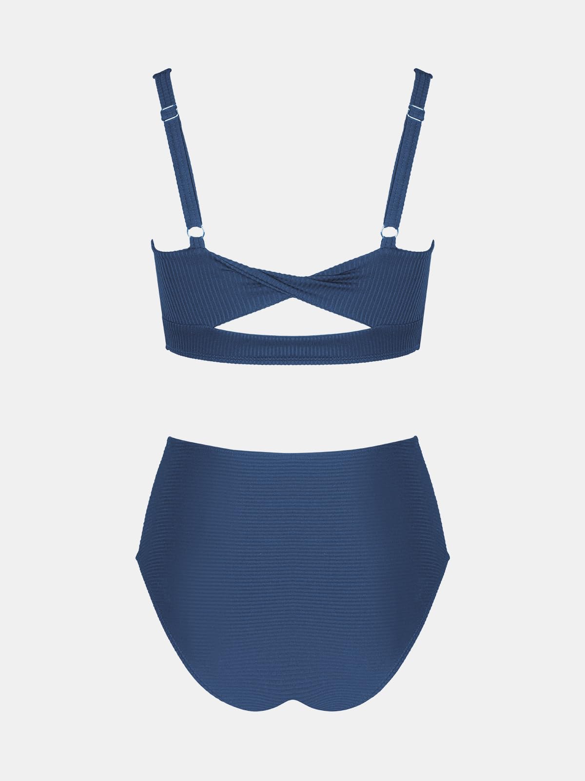 CUPSHE Women's Bikini Sets Two Piece Bathing Suit High Waisted Square Neck Adjustable Straps Ruched