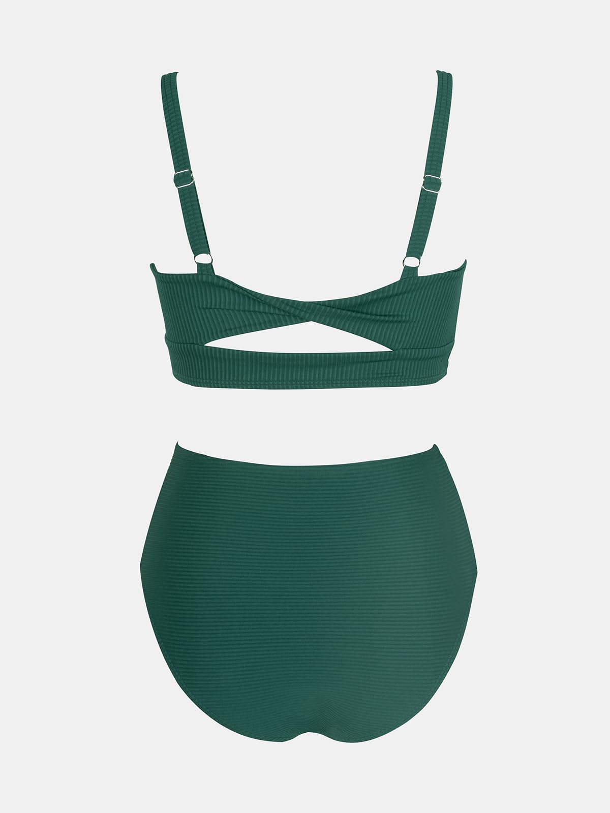 CUPSHE Women's Bikini Sets Two Piece Bathing Suit High Waisted Square Neck Adjustable Straps Ruched