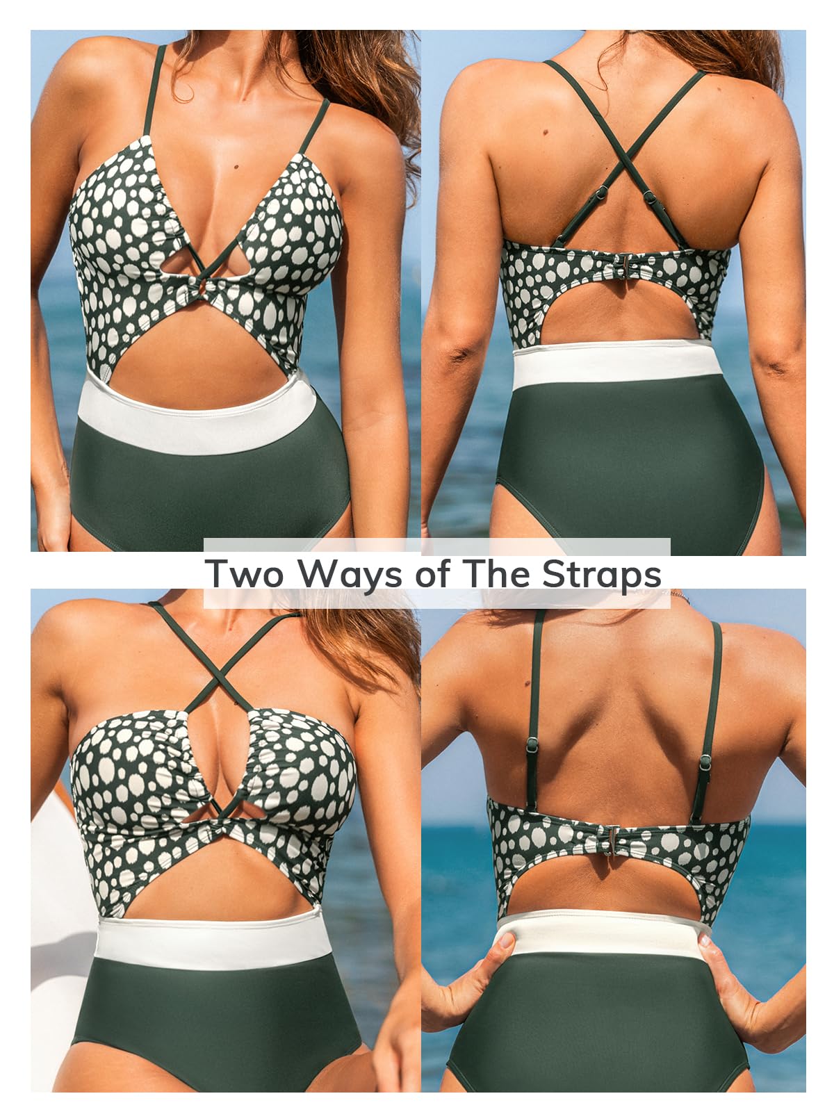 CUPSHE Women's One Piece Swimsuit Plunge Neckline Cutout Criss Cross Bathing Suit