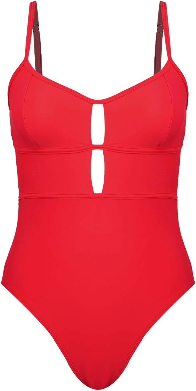 CUPSHE Women's One Piece Swimsuit Scoop Neck Adjustable Straps Cutout Back Self Tie Bathing Suit