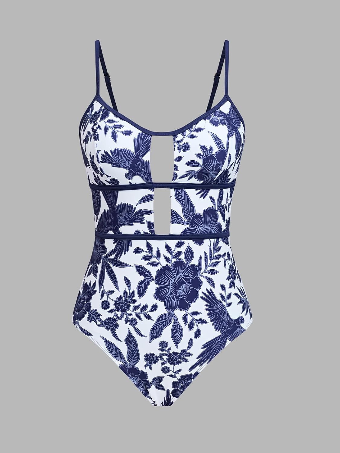 CUPSHE Women's One Piece Swimsuit Scoop Neck Adjustable Straps Cutout Back Self Tie Bathing Suit