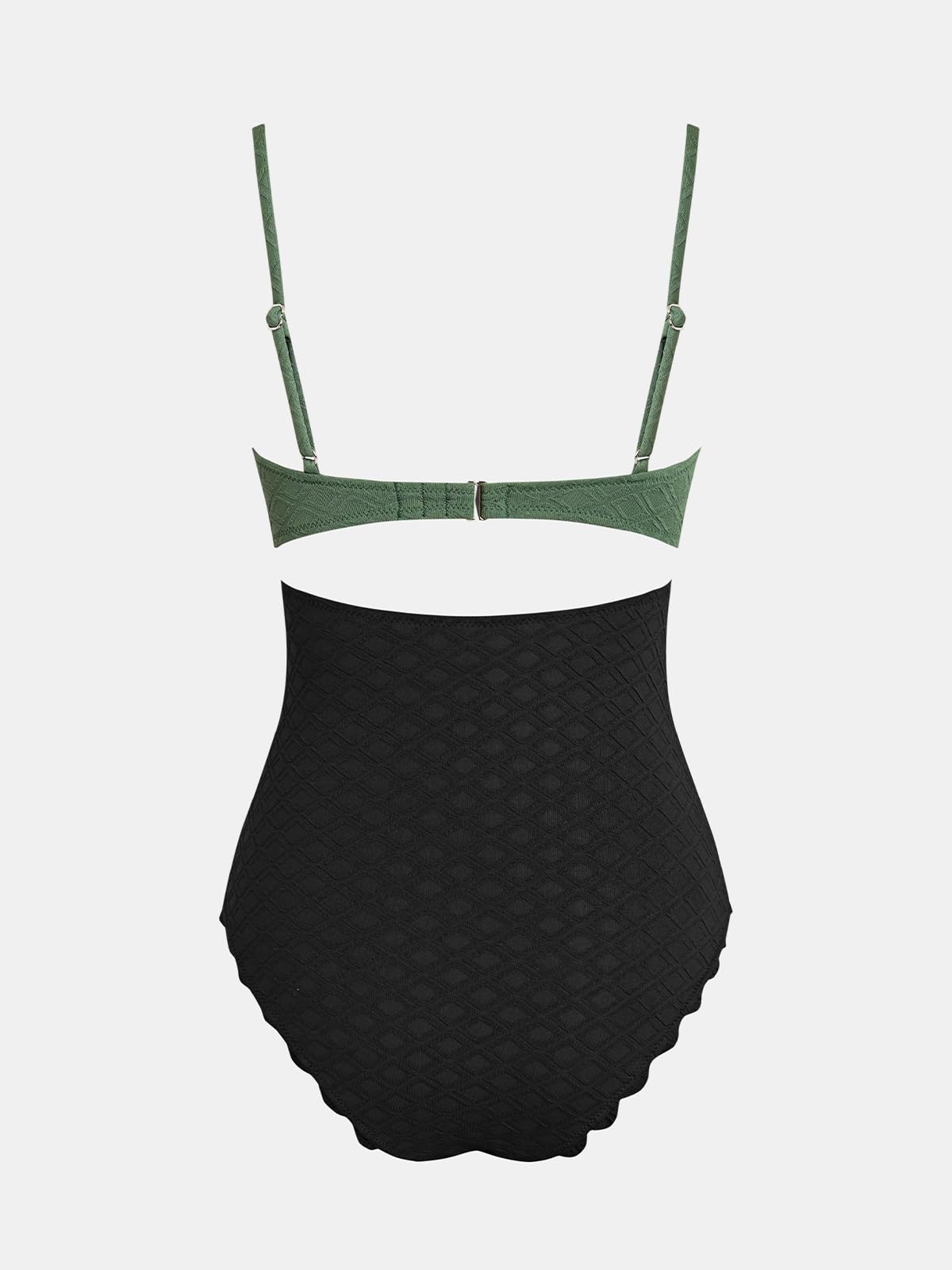 CUPSHE Women's One Piece Swimsuit Sexy Black Cutout Scallop Trim Bathing Suit