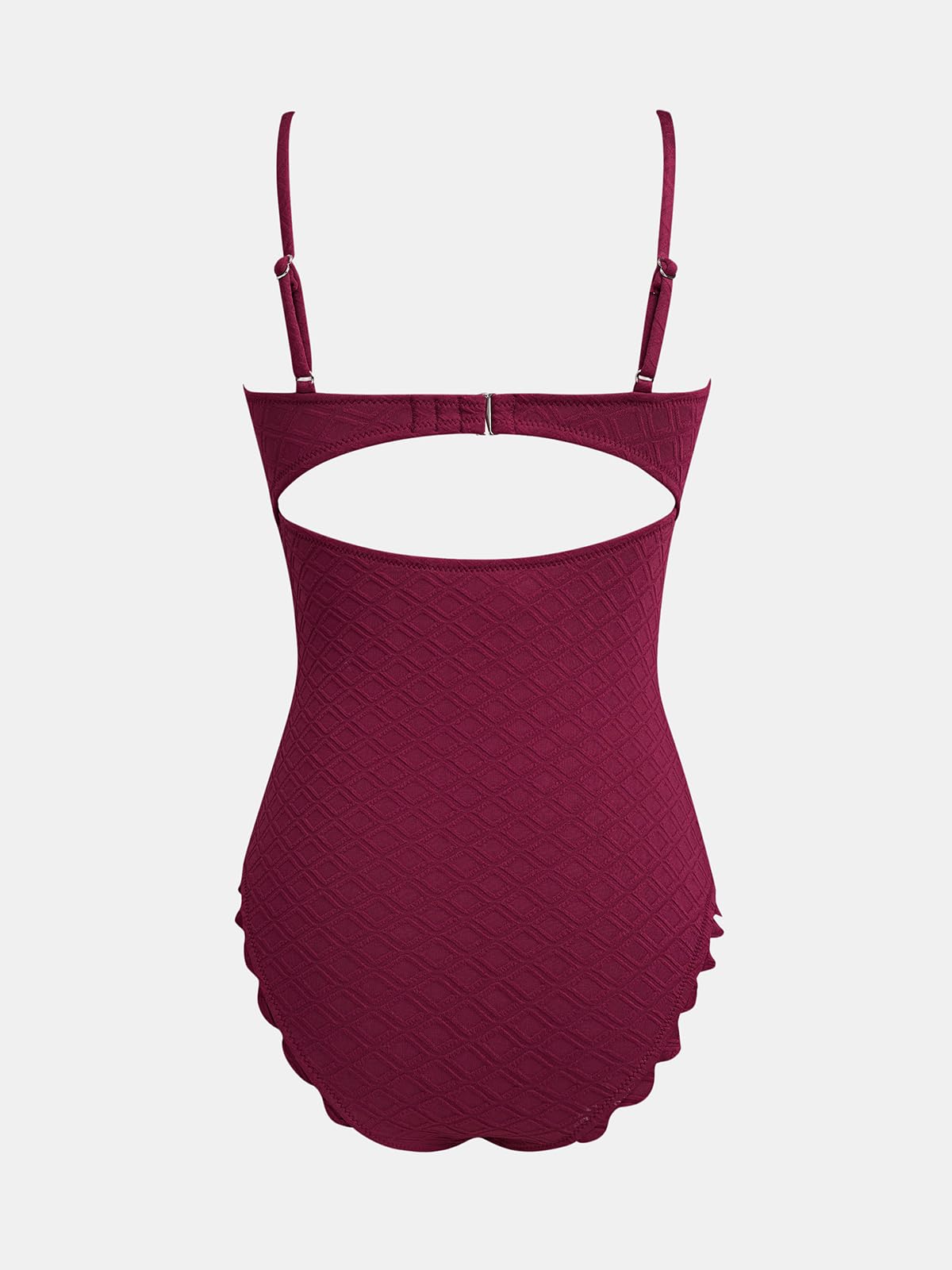 CUPSHE Women's One Piece Swimsuit Sexy Black Cutout Scallop Trim Bathing Suit