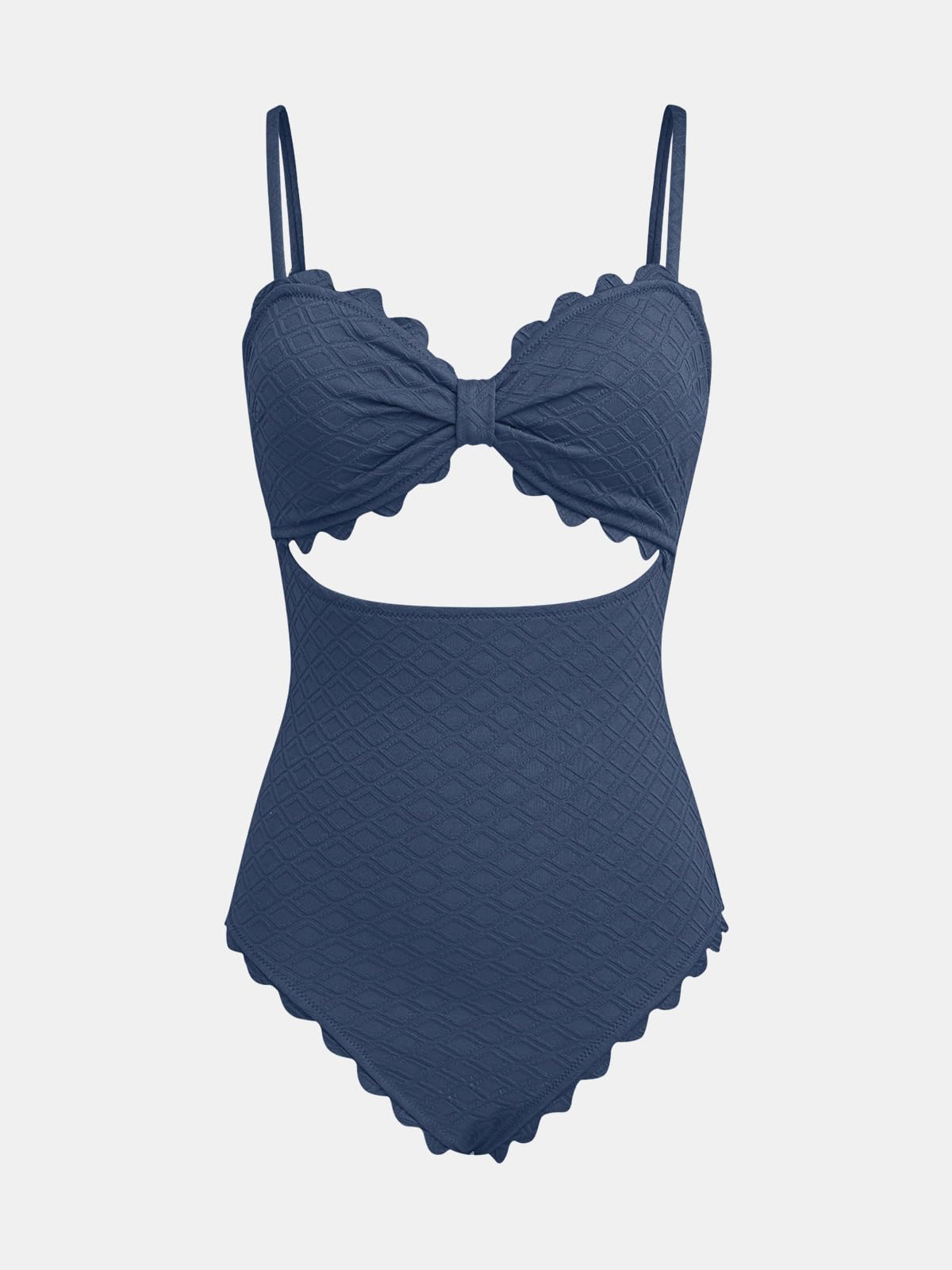 CUPSHE Women's One Piece Swimsuit Sexy Black Cutout Scallop Trim Bathing Suit