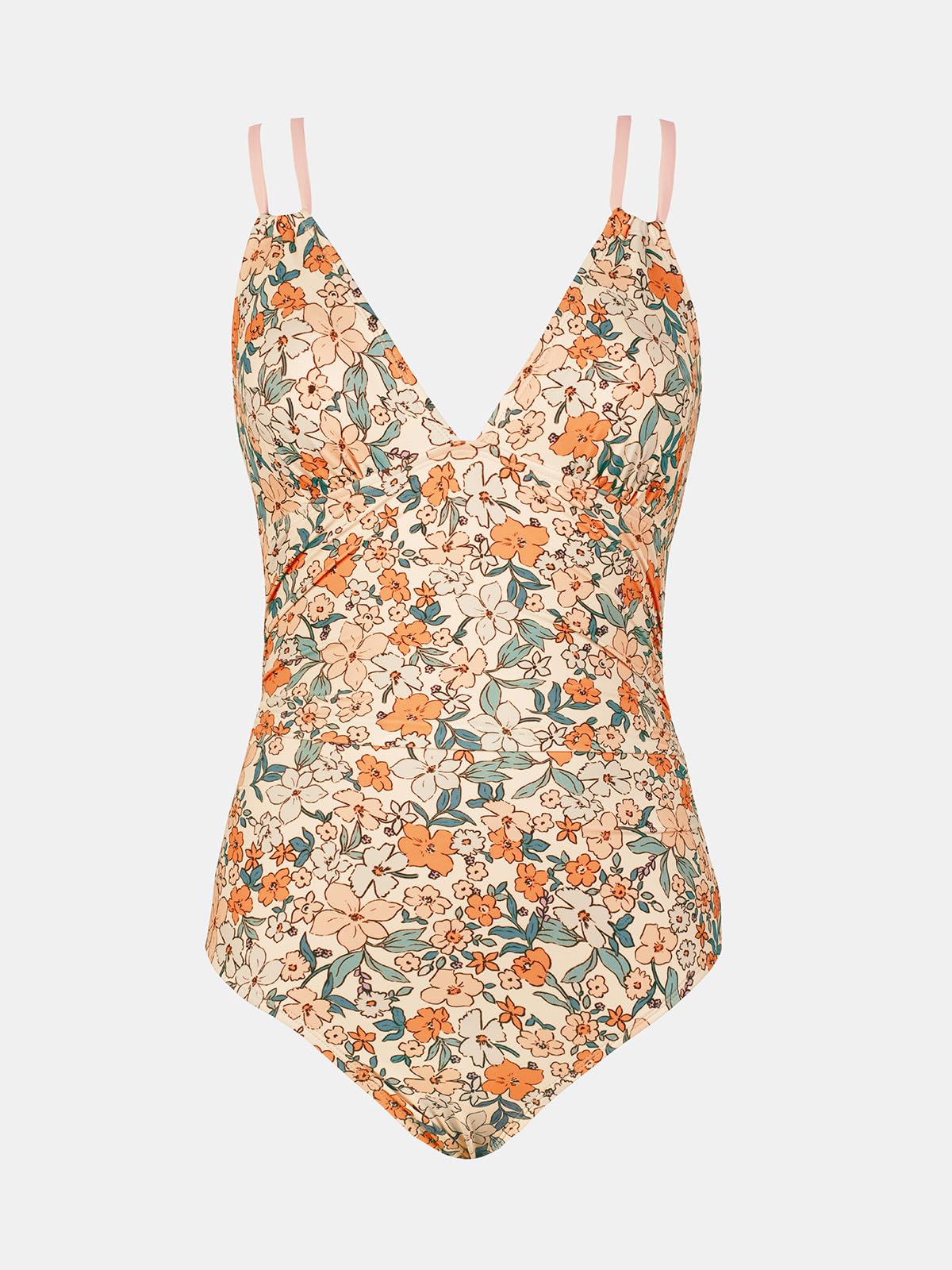 CUPSHE Women's One Piece Swimsuit V Neck Tummy Control Double Adjustable Straps Back Cutout O-Ring