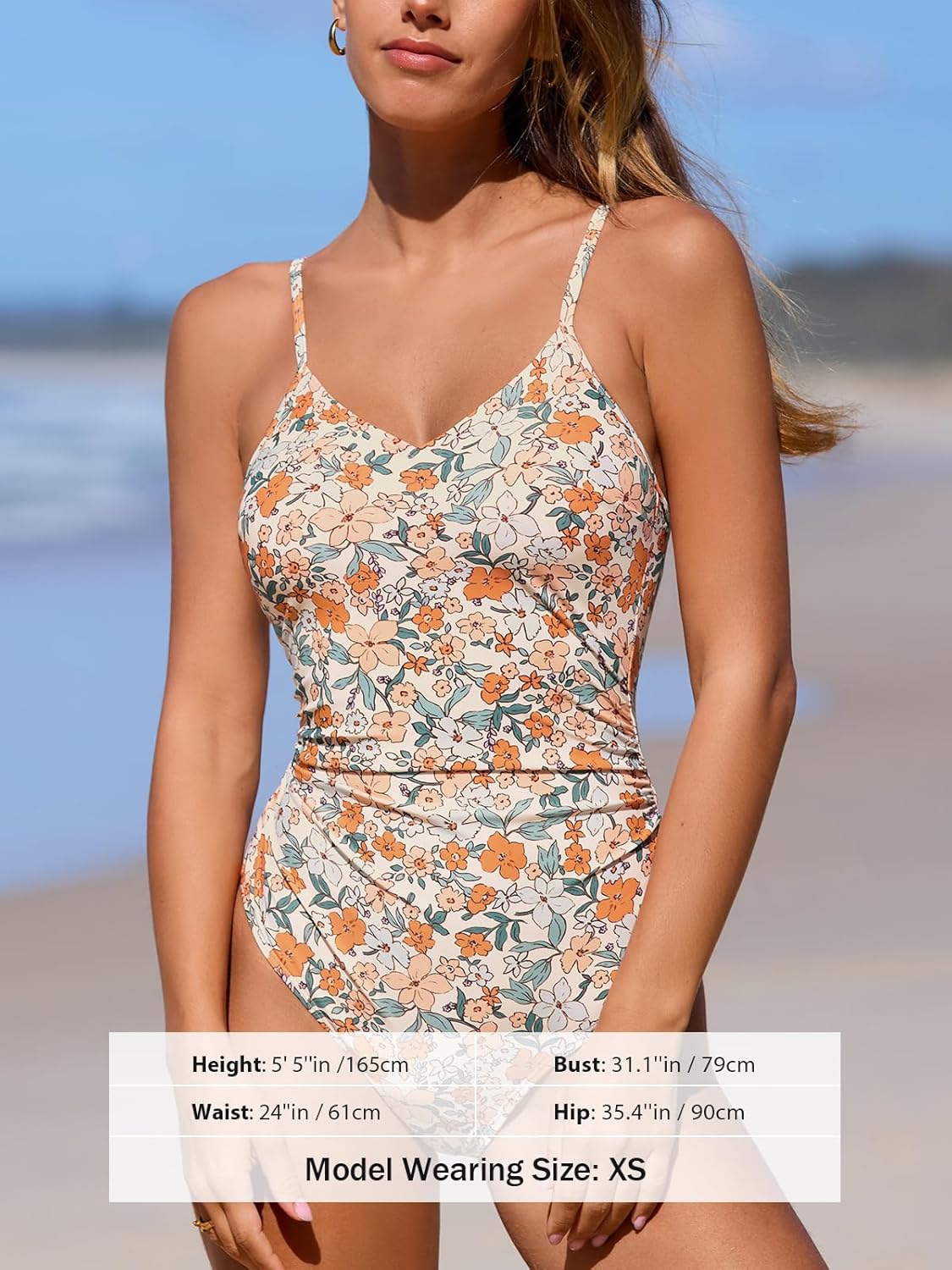 CUPSHE Women's One Piece Swimsuits Bathing Suits Cutout V Neck Tummy Control Adjustable Straps O Ring