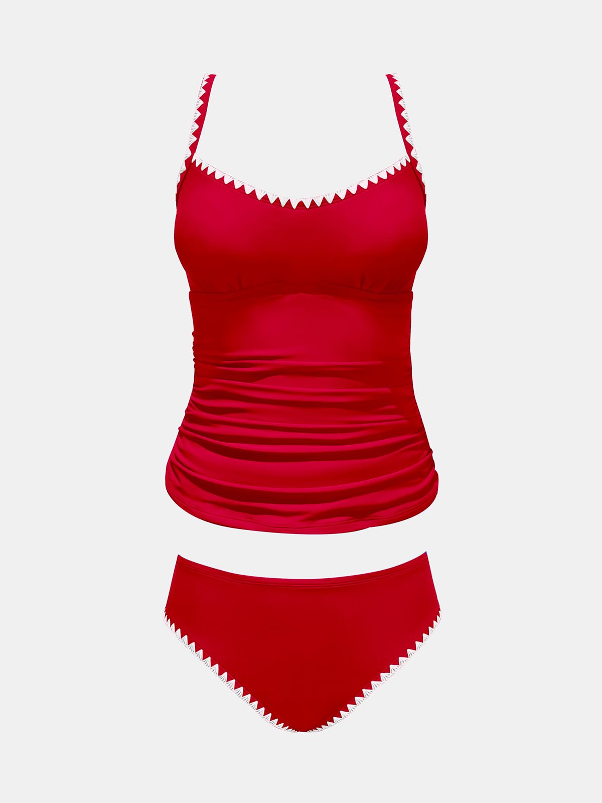 CUPSHE Women's Tankini Sets Two Piece Swimsuit Scoop Neck Mid Rise Adjustable Straps Shell Stitched (XS-4XL)