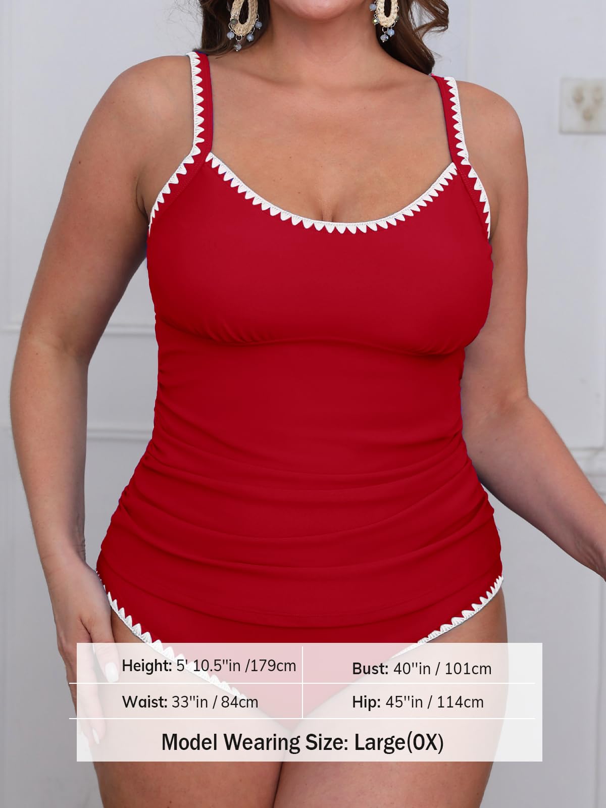 CUPSHE Women's Tankini Sets Two Piece Swimsuit Scoop Neck Mid Rise Adjustable Straps Shell Stitched (XS-4XL)