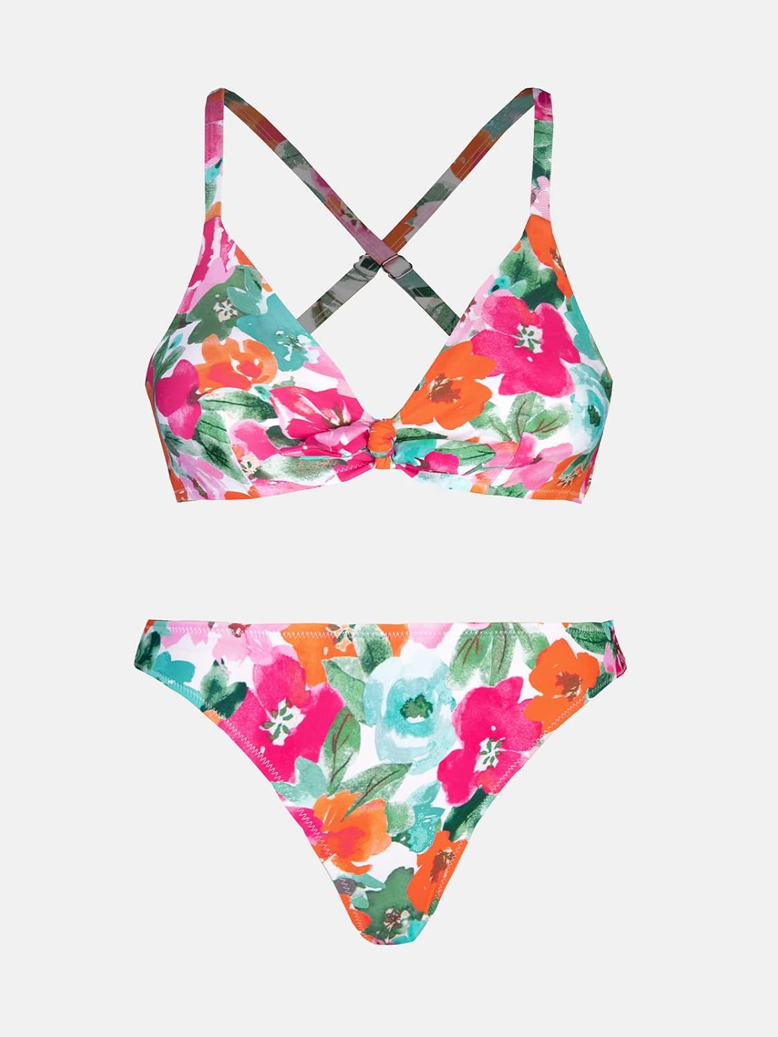 CUPSHE Women's Two Piece Bikini Set Floral Print Knot Bunny Tie