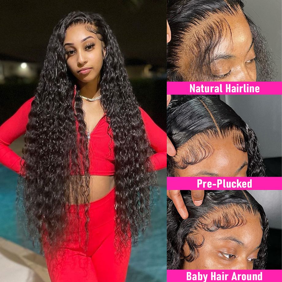 Curly Wigs Deep Wave Frontal Wig 13x6 Hd Lace Loose Water Wave Wigs Human Hair 30 40 Inch 13x4 Curly Lace Front Human Hair Wig