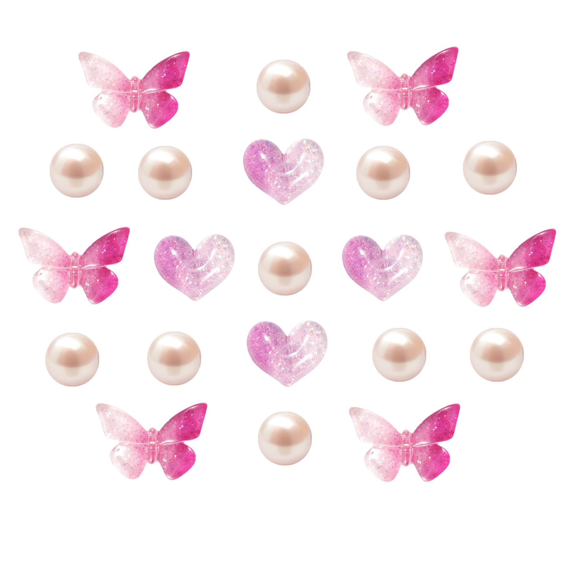 Cute Butterfly Flower Shoe Charms for Girls, 25Pcs Pink Girly DIY Shoe Decoration Charm for Clog Sandals, Party Favor