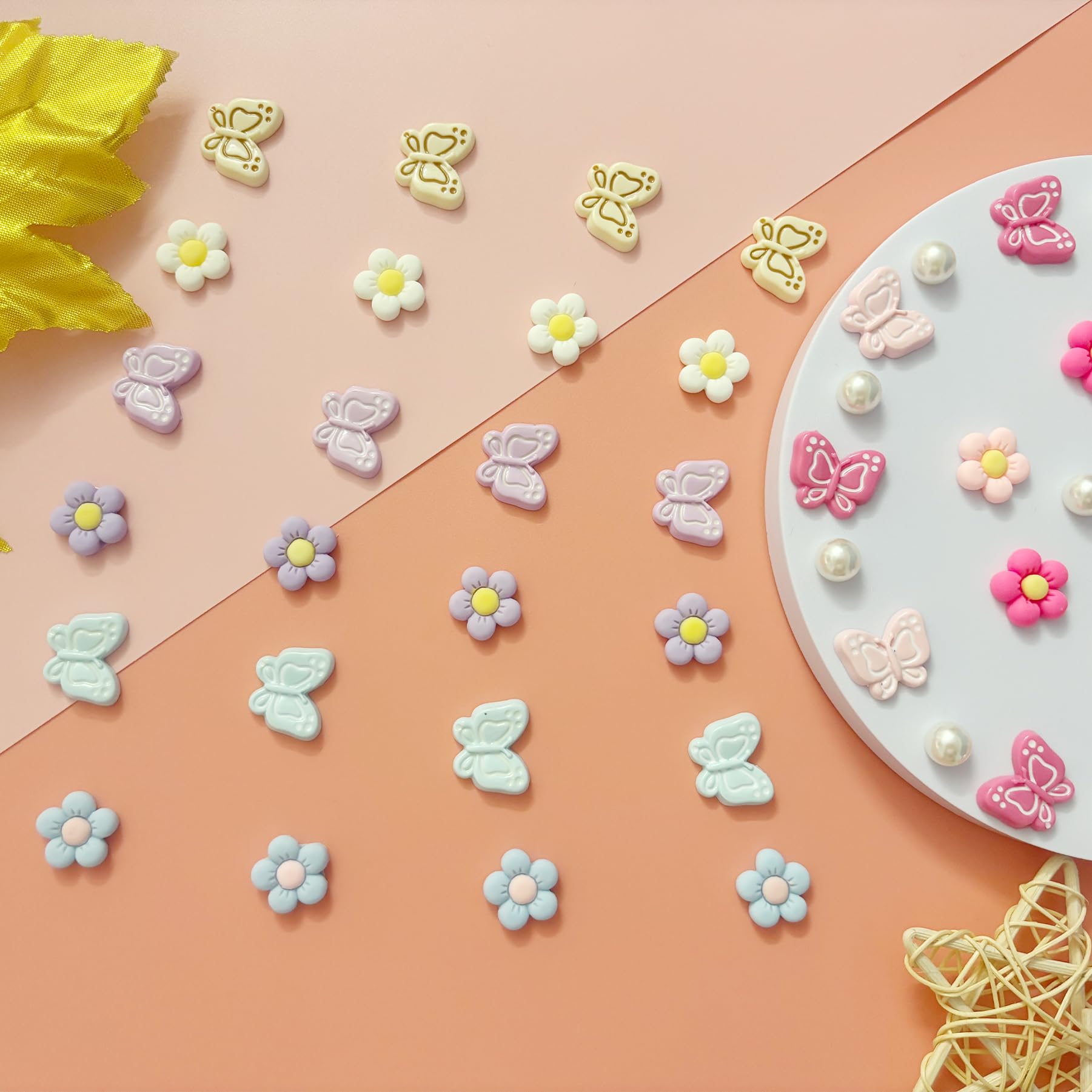 Cute Butterfly Flower Shoe Charms for Girls, 25Pcs Pink Girly DIY Shoe Decoration Charm for Clog Sandals, Party Favor