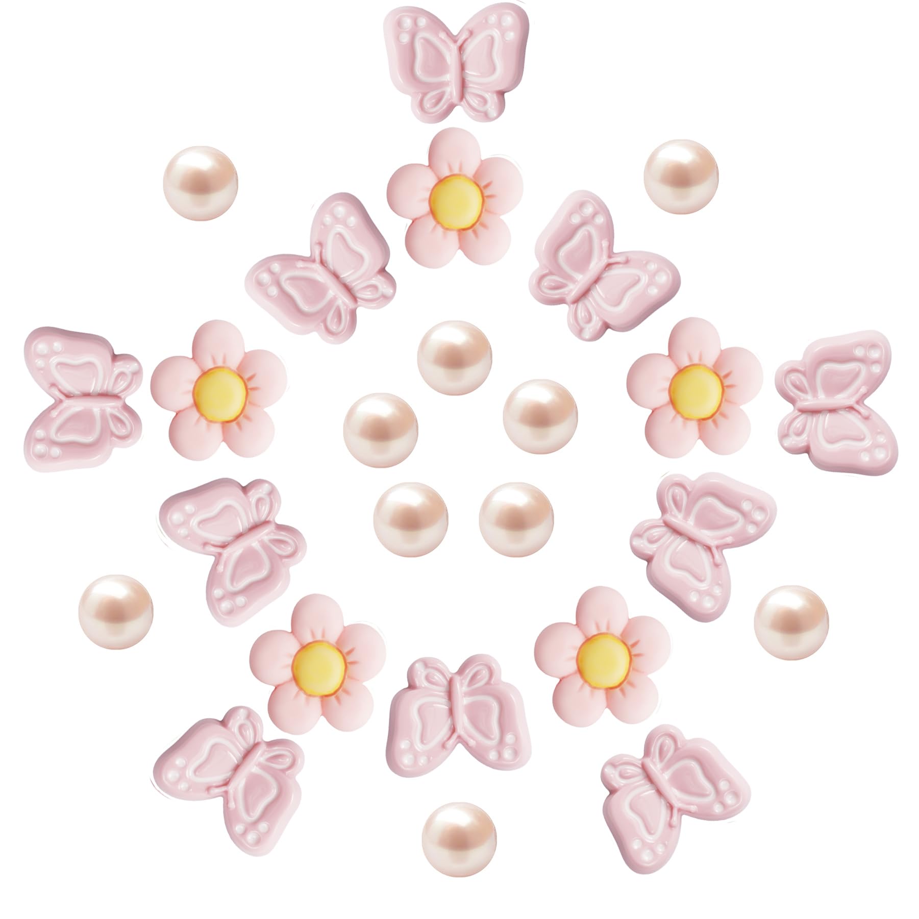 Cute Butterfly Flower Shoe Charms for Girls, 25Pcs Pink Girly DIY Shoe Decoration Charm for Clog Sandals, Party Favor