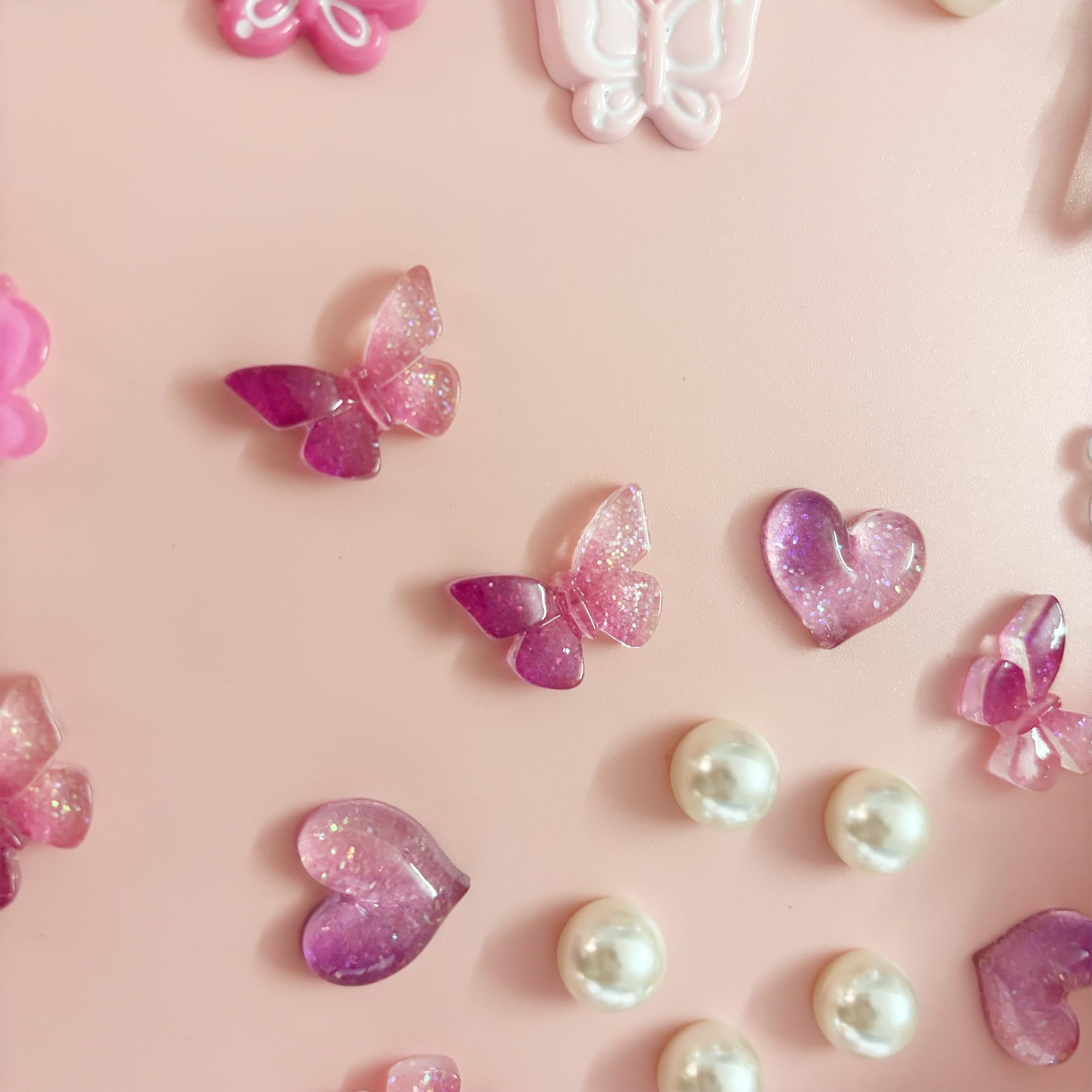 Cute Butterfly Flower Shoe Charms for Girls, 25Pcs Pink Girly DIY Shoe Decoration Charm for Clog Sandals, Party Favor