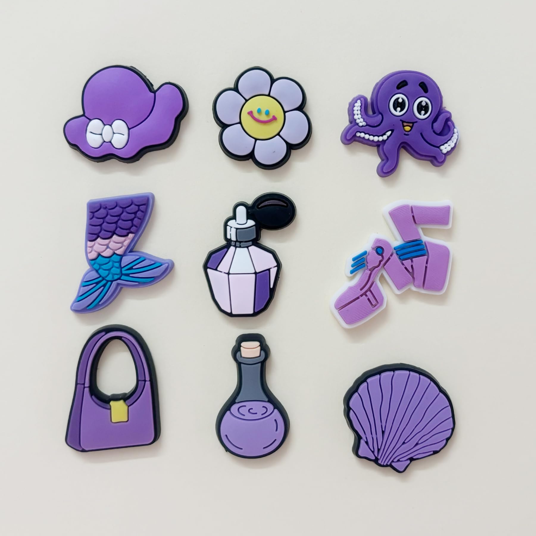 Cute Flower Shoe Charms for Girls, 34Pcs Pink Hippie PVC Shoe Decoration Charms for Clog Sandals, DIY Pearl Accessories for Party Favor