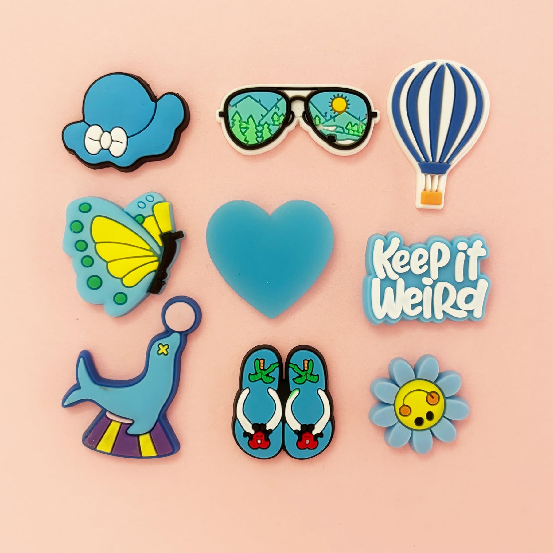 Cute Flower Shoe Charms for Girls, 34Pcs Pink Hippie PVC Shoe Decoration Charms for Clog Sandals, DIY Pearl Accessories for Party Favor