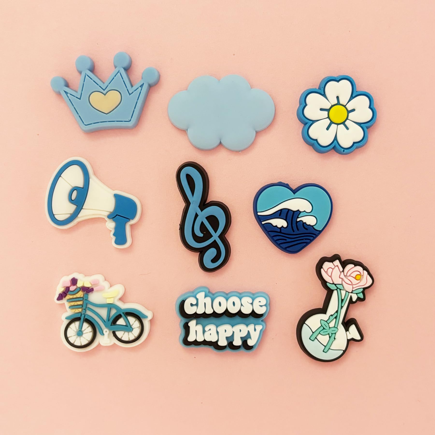 Cute Flower Shoe Charms for Girls, 34Pcs Pink Hippie PVC Shoe Decoration Charms for Clog Sandals, DIY Pearl Accessories for Party Favor