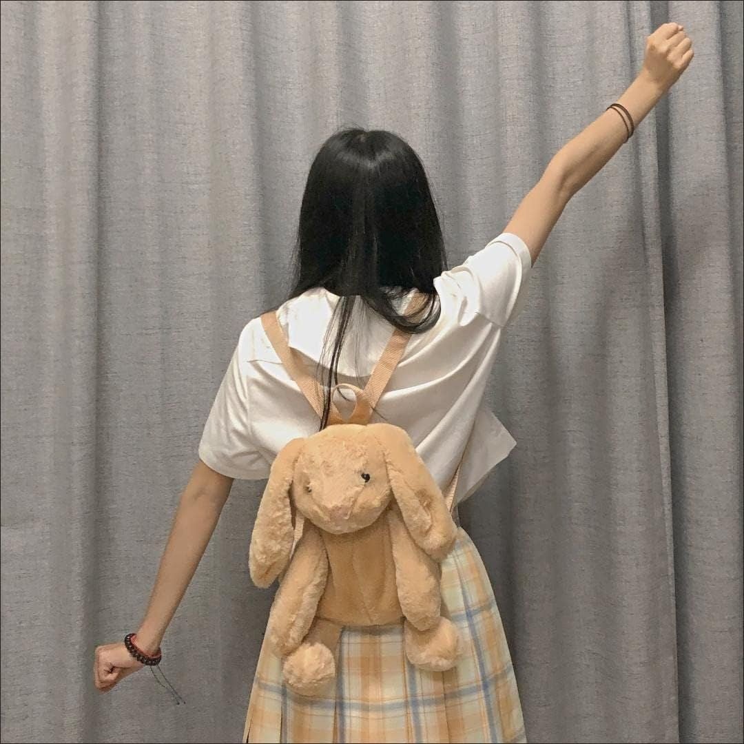 Cute Fuzz Plush Animal Rabbit Backpack Bags with Adjustable Straps for Girls