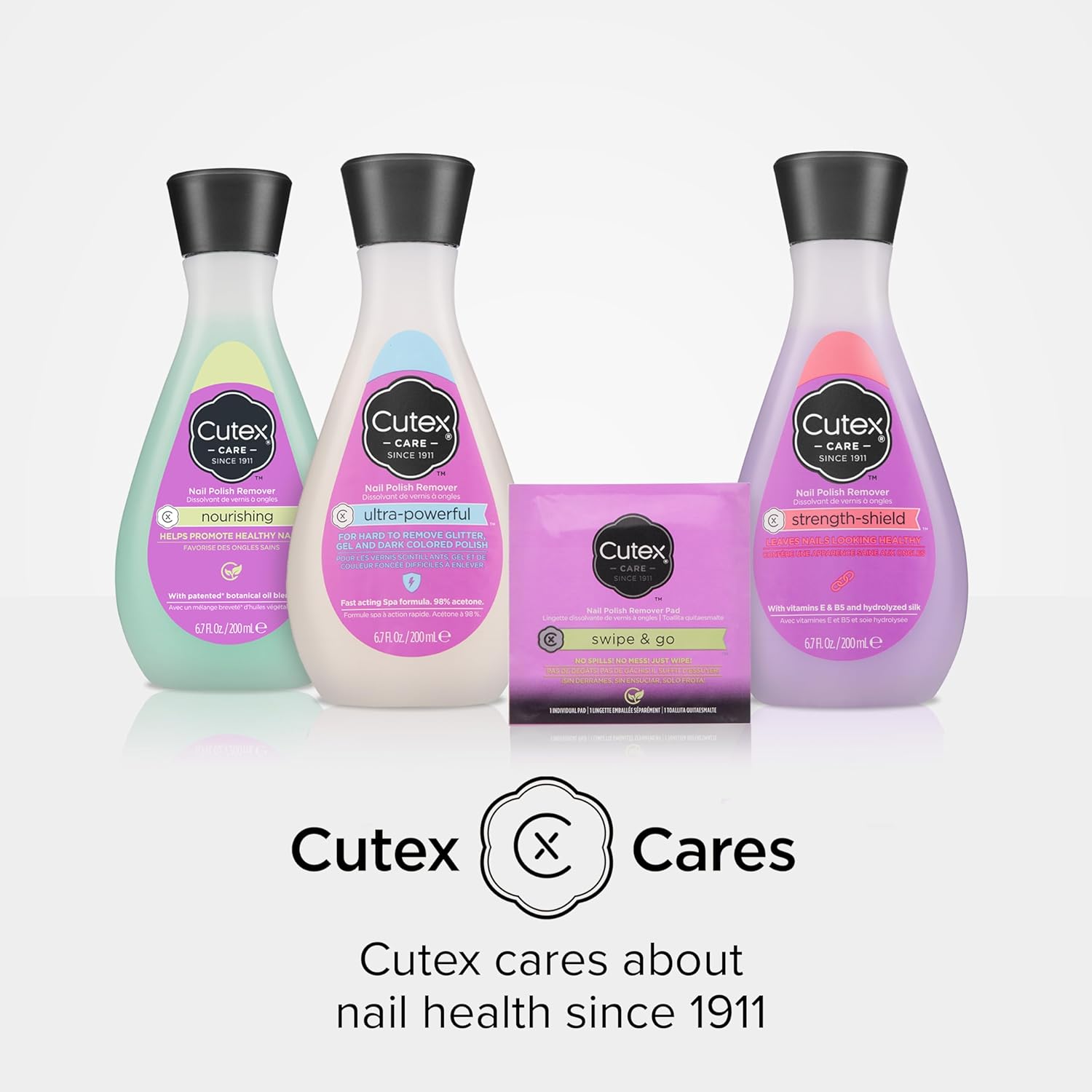 Cutex Gel Nail Polish Remover, Ultra-Powerful & Removes Glitter and Dark Colored Paints, Paraben Free, 6.76 Fl Oz